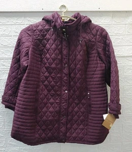 New Weatherproof Full Zip/Snap Quilted Hooded Walker Jacket Plum Size 3X - Picture 1 of 6