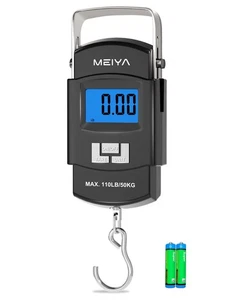 Digital Fish Scale 110Lb/50Kg Backlit LCD Portable Stainless Steel Hook & 2 AAA  - Picture 1 of 13