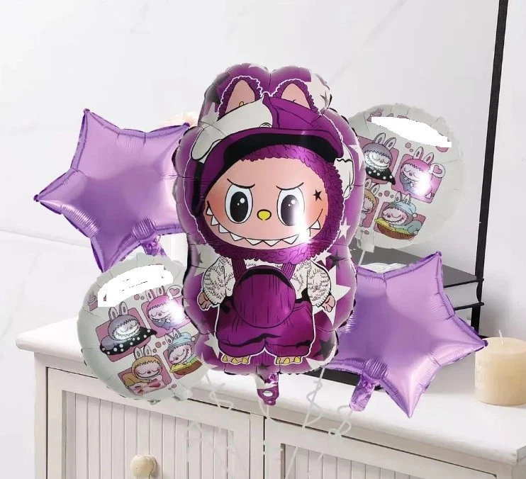 MONSTRUO PELUCHE FIESTA CUMPLEAÑOS DECORACIÓN GLOBOS LÁMINA MYLAR 5 PIEZAS - Púrpura Foto 1 de 1