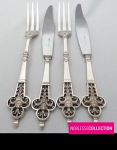 CARDEILHAC RENAISSANCE ANTIQUE FRENCH STERLING SILVER DINNER FLATWARE SET 4pcs - Picture 1 of 5