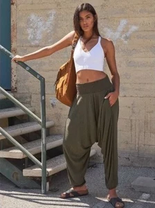 NEW Sz S Free People Movement Harem Slouchy Jogger Windy Meadow Sweatpants Green - Picture 1 of 5