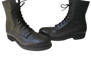 BOTAS DE COMBATE COVE SHOE CO.1982 CUERO NEGRO PUNTERA DE ACERO PARA HOMBRE US 11R VINTAGE NUEVAS - Imagen 1 de 11