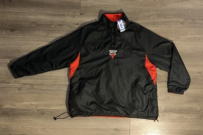 Chaqueta de Colección Años 90 NBA Chicago Bulls Reversible Nylon Y Vellón 1/4 Cremallera Para Hombres XL Foto 1 de 4
