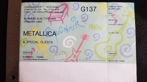 METALLICA - VINTAGE JUNE 20, 1993 BASEL, SWITZERLAND MINT WHOLE CONCERT TICKET - Picture 1 of 1