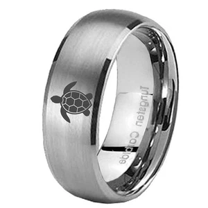 Turtle Tungsten Wedding Band For Men Unique Men's Wedding Rings - Picture 1 of 19
