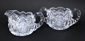 Vintage American Brilliant Cut Glass Creamer & Sugar Bowl Set 2 - Picture 1 of 5