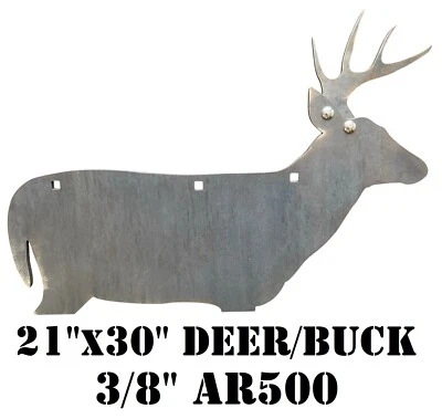 21" x30" 3/8" AR500 Deer/Buck Silhouette - Range/Hunting Steel Shooting Target - Image 1 of 4