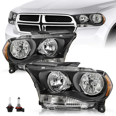 [W/Bulbs] PAIR HEADLIGHT FOR 2011 2012 2013 DODGE DURANGO BLACK HOUSING ASSEMBLY - Image 1 of 4