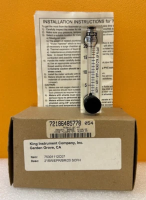 King 75301112C-07 1/4" Tube Port, 4.25", 125 psi, Panel Mount Flowmeter. Tested! - Image 1 of 4