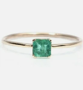 Genuine Natural Emerald Ring Wedding Ring Princes Cut Gemstone Ring Gift For Her - Picture 1 of 3