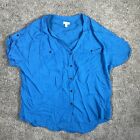 Anthropologie Odille Womens Sz 4 Lounge Summer Top Blue Rayon Casual Blouse