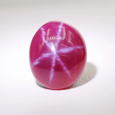 4.53ct Pigeon Blood Star Ruby (Surface Diffusion) Oval Cabochon 11x9 Lab Grown  - Image 1 of 4