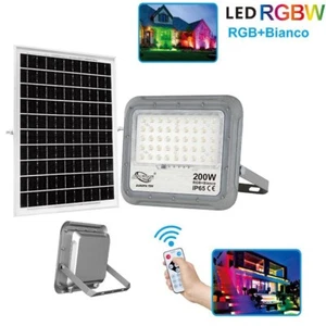 FARO FARETTO PANNELLO SOLARE CREPUSCOLARE TELECOMANDO LED RGB BIANCO FREDDO 200W - Foto 1 di 2