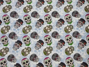 Stoffe Baumwolle Panamabindung Digitaldruck Deko Patchwork Gardine Totenkopf Nr2 - Bild 1 von 5