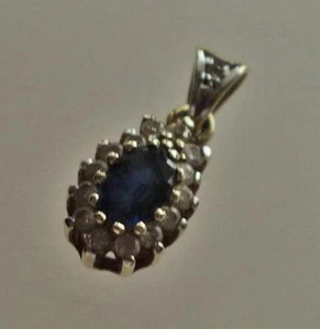 ~Anhänger in 585 14 kt Gold mit Brillanten 0,26 ct Saphire Safir - Picture 1 of 8