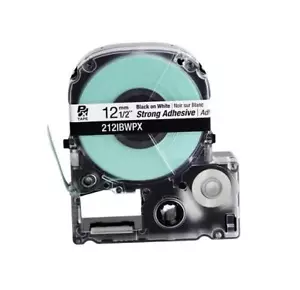 Cinta de etiqueta PX negra sobre blanca 1/2" ""Adhesivo fuerte"" 212IBWPX - Imagen 1 de 2