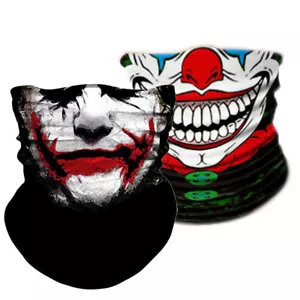 Skull Clown Joker Neck Gaiter Face Mask Lightweight Scarf Breathable Balaclava - Picture 1 of 7