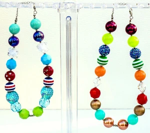 Colorful lot of 2 beaded 17" & 18" necklaces. nwot - Imagen 1 de 3