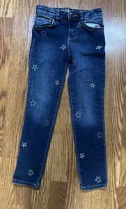 GIRLS STARS DESIGN STRETCH DENIM CAT & JACK JEANS SIZE 6 - Picture 1 of 9