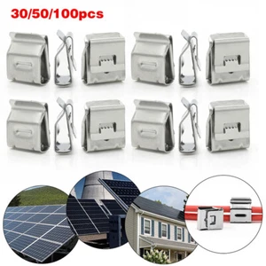 30/50/100X Solar Panel Photovoltaic Cable Clip Stainless Steel Clips Wire Clips - Picture 1 of 17