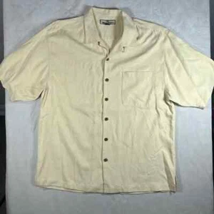 Tommy Bahama 100% Silk XXL Textured Herringbone Cream Silk Shirt Short Sleeve - Picture 1 of 9