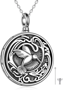 Hummingbird Urn Necklaces for Ashes 925 Sterling Silver Hummingbird Cremation Ne - Picture 1 of 7