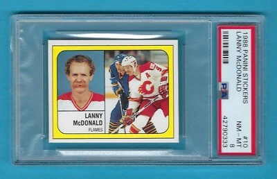 1988-89 Panini 10 Lanny McDonald Flames! PSA 8 ¡Casi nuevo-como nuevo! ¡SOLO 1 PSA SUPERIOR! RARO! Foto 1 de 2
