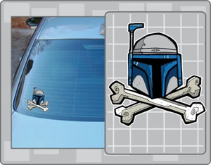 JANGO FETT HELMET and Crossbones Vinyl Decal #1 Star Wars Sticker - Picture 1 of 1