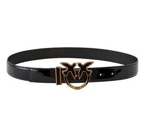 PINKO Cintura Donna Love Berry H3 Belt Ecovernice Colore Nero Z99B - Picture 1 of 5