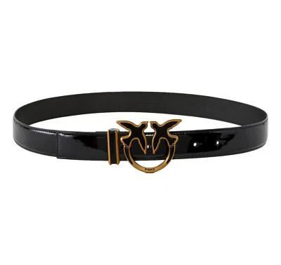 PINKO Cintura Donna Love Berry H3 Belt Ecovernice Colore Nero Z99B - Immagine 1 di 4