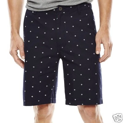 Arizona Printed Flat-Front Poplin Shorts Size 36W New Msrp $34.00 - Image 1 of 2