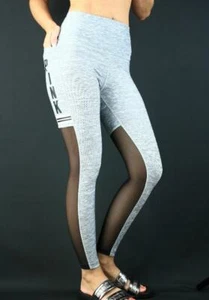 Leggings Victoria's Secret ROSA Ultimate Yoga Mesh Logo Grigio Marrone Nero Nuovi con etichette - Foto 1 di 3