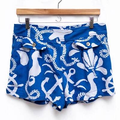 Pantalones Cortos Lilly Pulitzer Mujer M Melrose Dock Hopper Azul Náutico Playa Crucero Foto 1 de 4