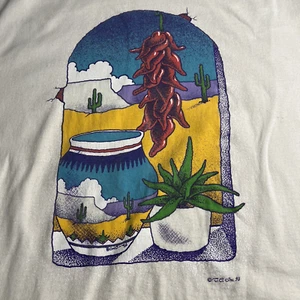 Vintage Graphic 90s Shirt L Men Western Cactus Desert USA - Picture 1 of 15