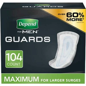 104ct Incontinence Guards/Incontinence Pads for Men/Bladder Control Pads Maximum - Picture 1 of 8