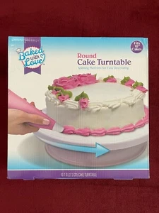 Baked With Love 10.7" ROUND CAKE DECORATING TURNTABLE STAND Platform ** NEW ** - Picture 1 of 1