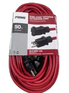 Cable de extensión exterior PRIME 50 pies sin torceduras 16/3 AWG 13A de servicio mediano - Imagen 1 de 2