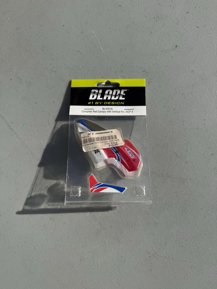 BLADE BLH3518 = COMPLETE RED CANOPY WITH VERTICAL FIN: mCP X (NEW) - Image 1 of 1