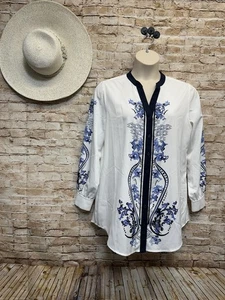 Blusa túnica suave envolvente manga larga tipo borde estampado talla L - Imagen 1 de 6