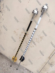 Zeremonientrommel Major Streitkolben 3-teilig mit Quaste Chromkopf, schwarz weiß, braun - Bild 1 von 15