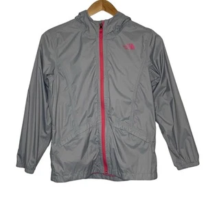 The North Face Girls Size XL (18) Zip Up Rain Jacket Hooded DryVent Gray Pink  - Picture 1 of 11