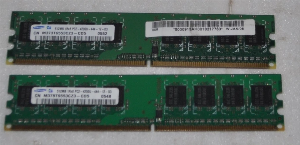 SAMSUNG DDR2 PC-4200 512MB PAIR (1GB) SCHOOL SURPLUS - Image 1 of 1