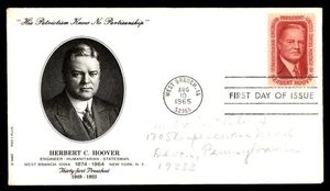 Mayfairstamps US FDC 1965 Herbert C Hoover 3st US President First Day Cover aau_ - Picture 1 of 2