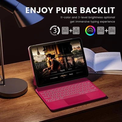 RED 🔥 iPad 2025 & 2022 Springy Backlit Keys Magic Keyboard Case-Trackpad-NEW 🔥 - Image 1 of 4