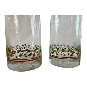 Arbys 1984 Christmas Collection Holly Berry Drinking Glasses Set Of 2 Vintage - Picture 1 of 6