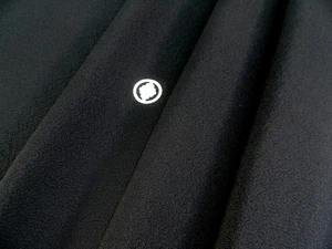 [AYANE] SOLID BLACK 2 PANELS total 220cm - Japanese Silk  KIMONO Fabric - Picture 1 of 6