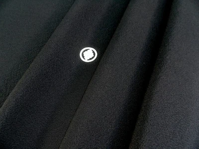 [AYANE] SOLID BLACK 2 PANELS total 220cm - Japanese Silk  KIMONO Fabric - Image 1 of 4
