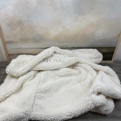 Pottery Barn Kids Oversized Anywhere Chair Cream Sherpa Slipcover Only Monogram - Image 1 of 4