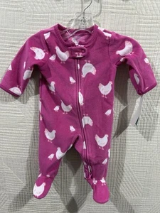 Child of Mine Girls Pink Chicken Fleece Sleeper Size 0-3 M New - Picture 1 of 6