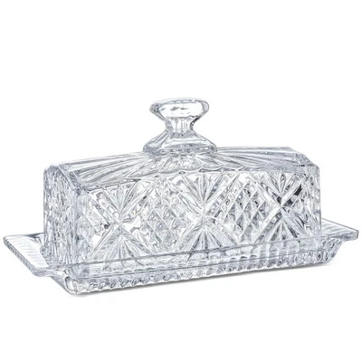 Crystal Covered Butter Dish,8inch Classic Glass 2-Piece Design Butter Keeper wi - Image 1 of 4